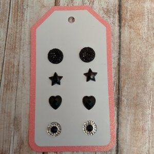 Black stud earring set - new - cute